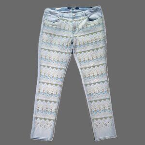 Driftwood Marilyn Jean Women 34x28, Tag 32 Embroidered Aztec Faded Denim